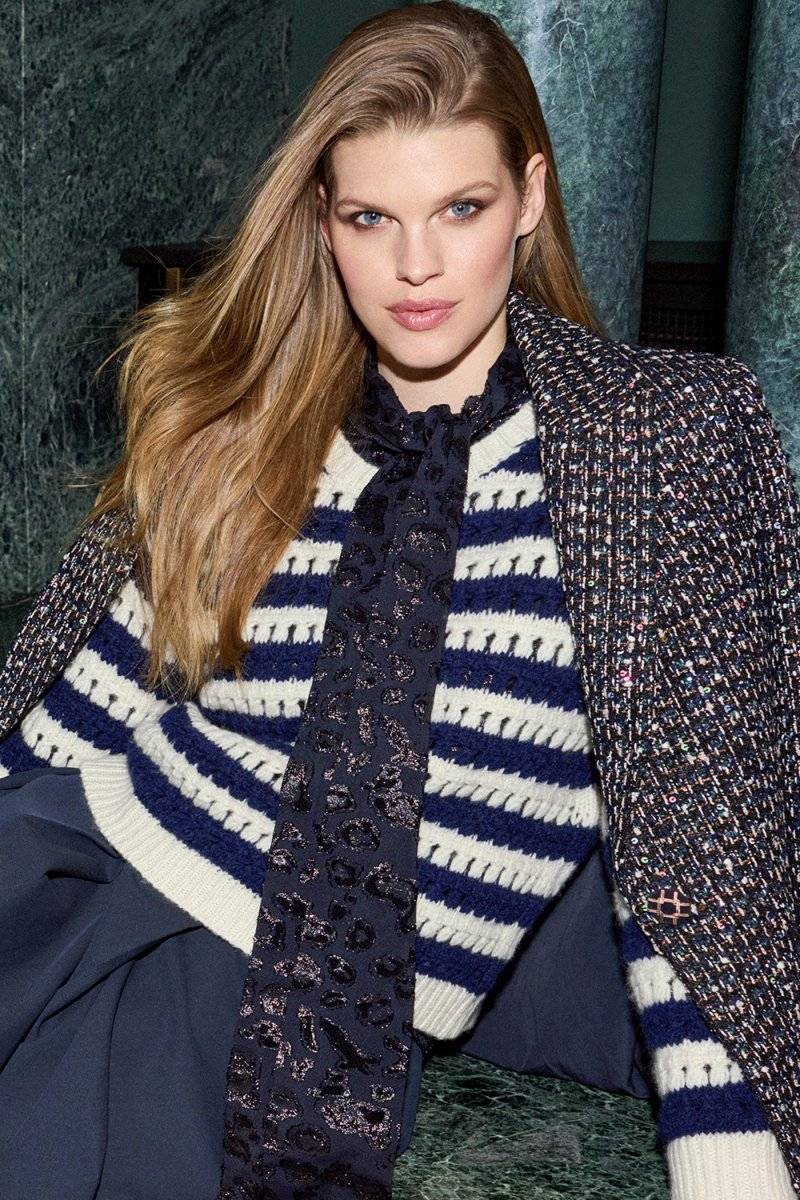 Eich & Royal Gestreifter Lochstrickpullover Große Rabatte