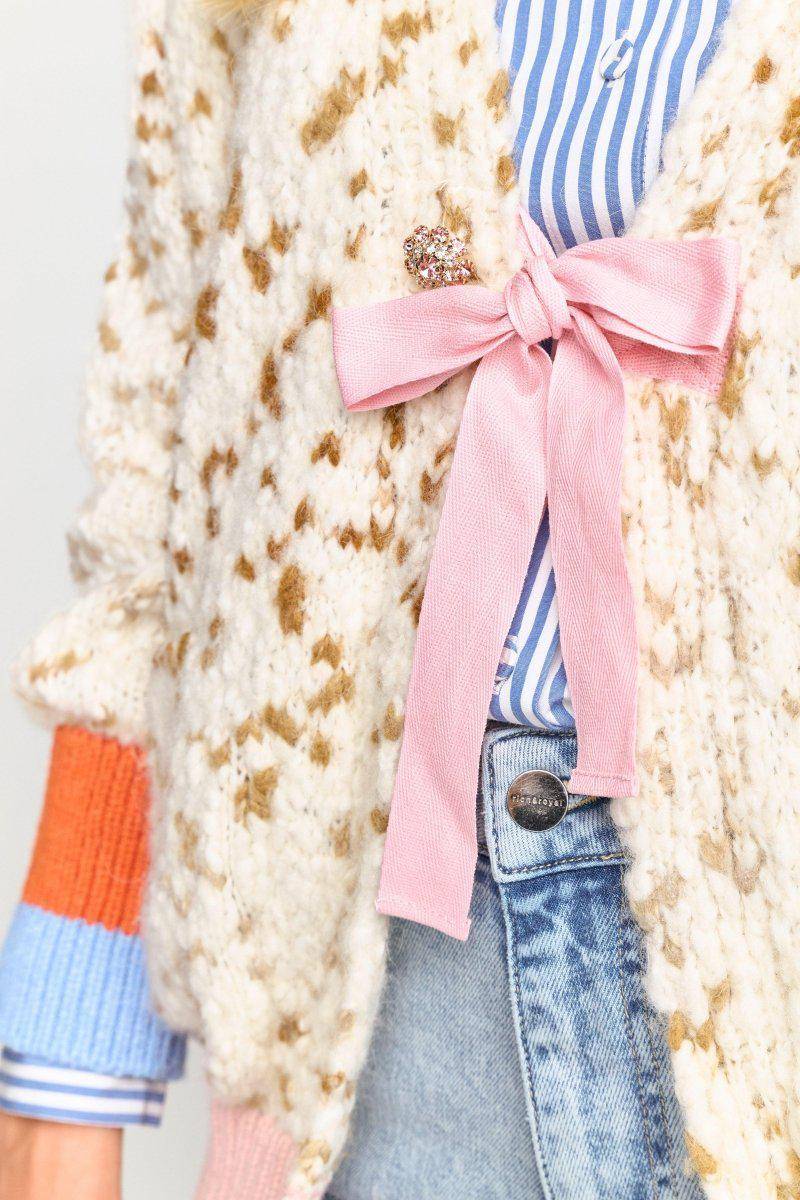 Eich & Royal Cardigan mit Kontrastbündchen und Schleife Kostenloser Versand