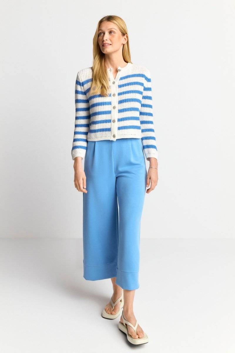 Eich & Royal Gestreifter Cardigan mit Kristallknöpfen Begrenztes Angebot