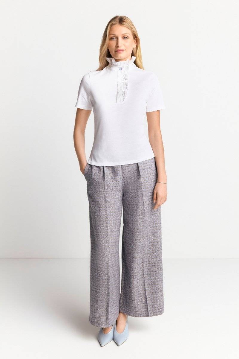 Eich & Royal Weißes T-Shirt mit Frill-Kragen Bis zu 50% Rabatt