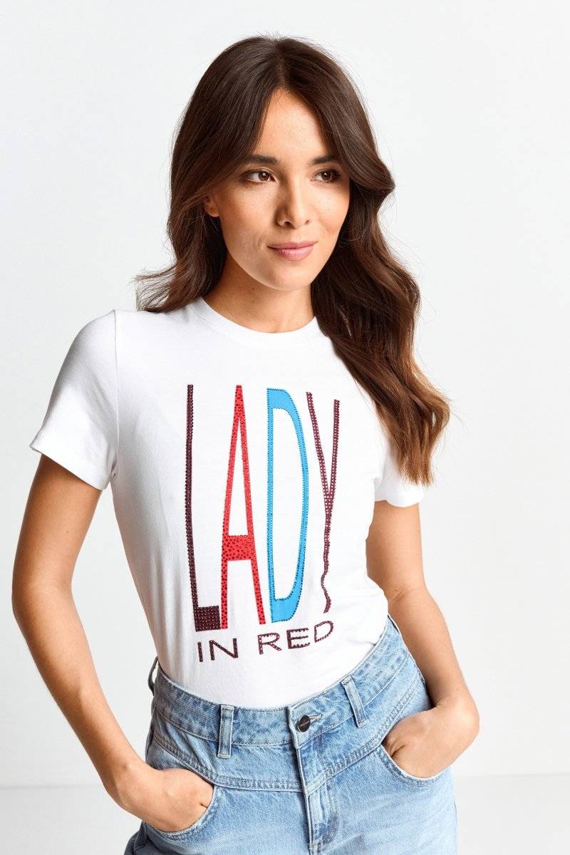 Eich & Royal T-Shirt mit Strass-Schriftzug 50% Rabatt für begrenzte Zeit