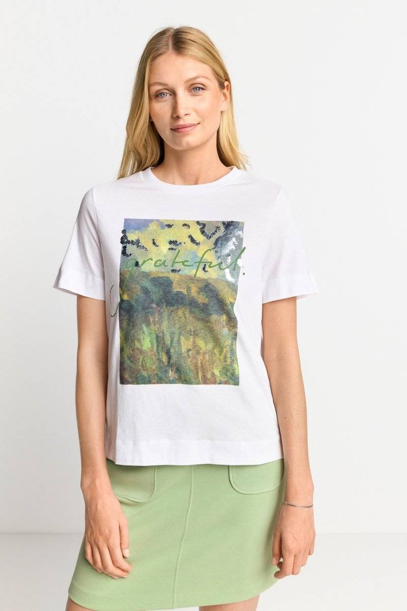 Eich & Royal Weißes T-Shirt mit Print Große Rabatte