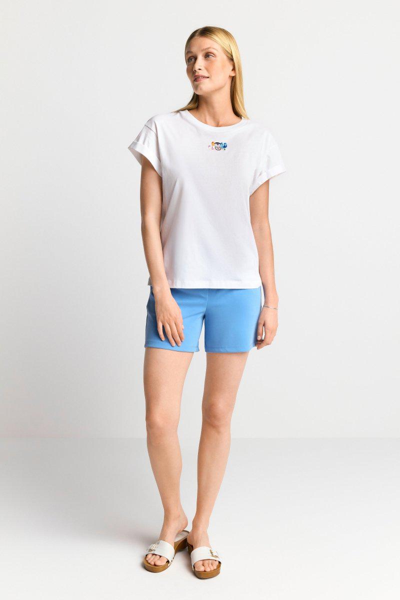 Eich & Royal Weißes T-Shirt mit Crew-Neck Vierteljährliche Förderung