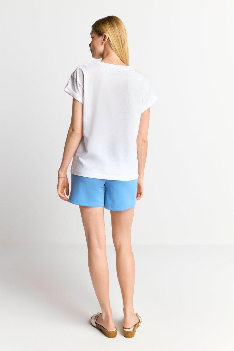 Eich & Royal Weißes T-Shirt mit Crew-Neck Vierteljährliche Förderung