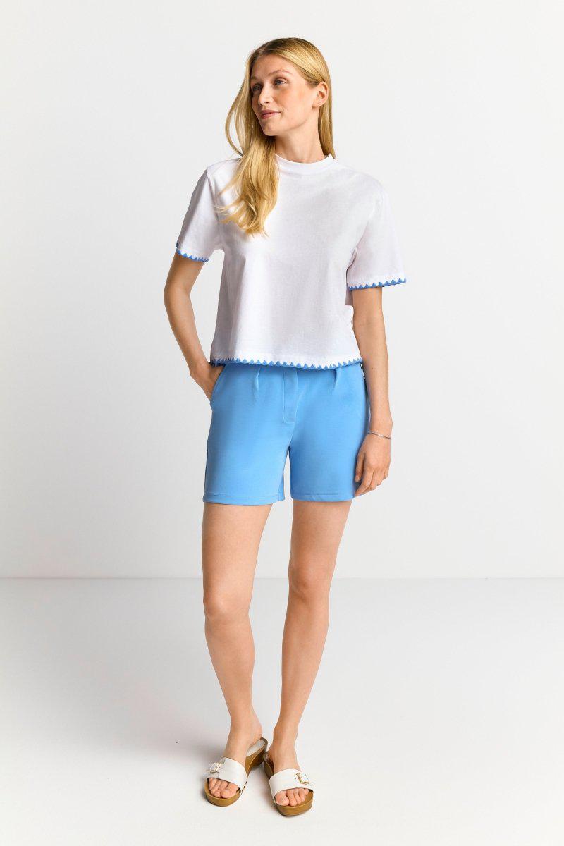 Eich & Royal Weißes T-Shirt mit blauen Stickereien Kostenloser Versand international