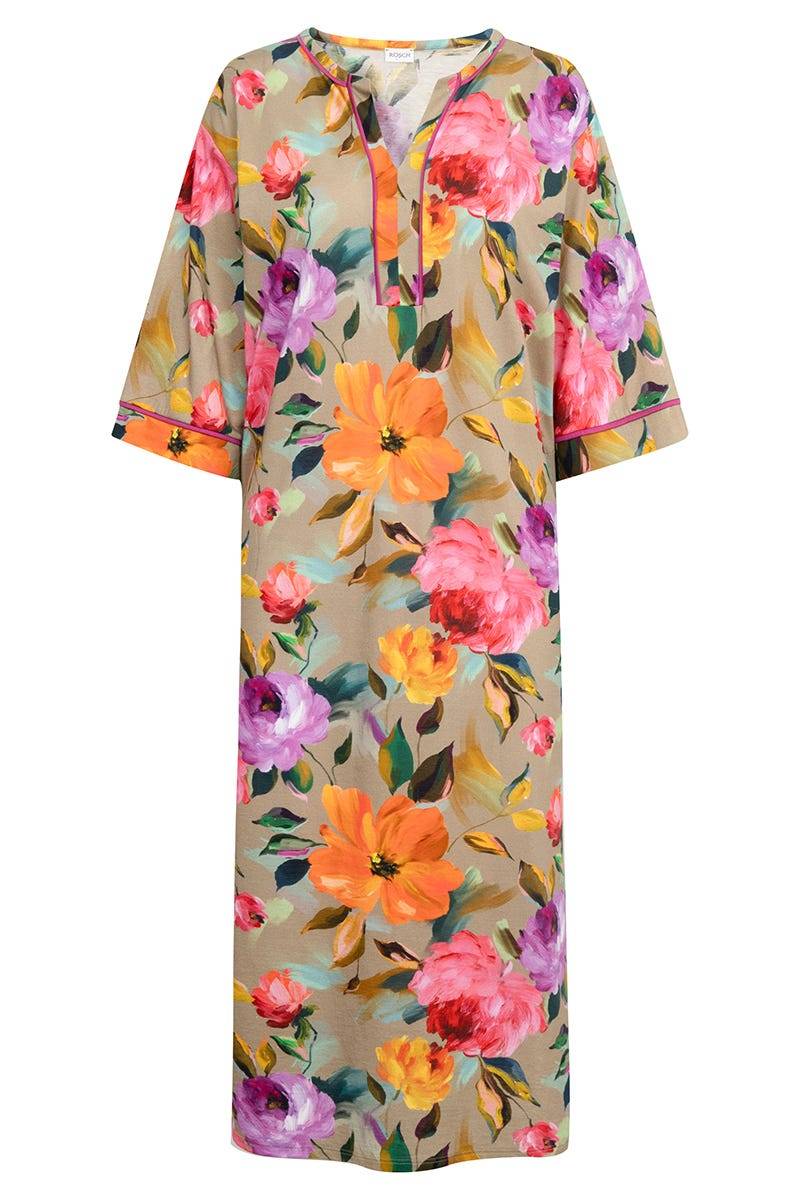 ﻿Rösch Nachthemd im Aquarell-Blüten-Druck Maxi-Länge Baumwolle/Modal Saisonschlussverkauf