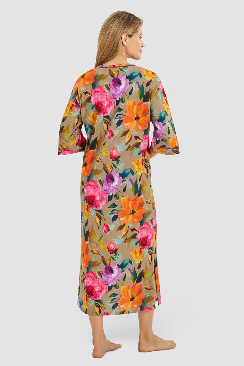 ﻿Rösch Nachthemd im Aquarell-Blüten-Druck Maxi-Länge Baumwolle/Modal Saisonschlussverkauf