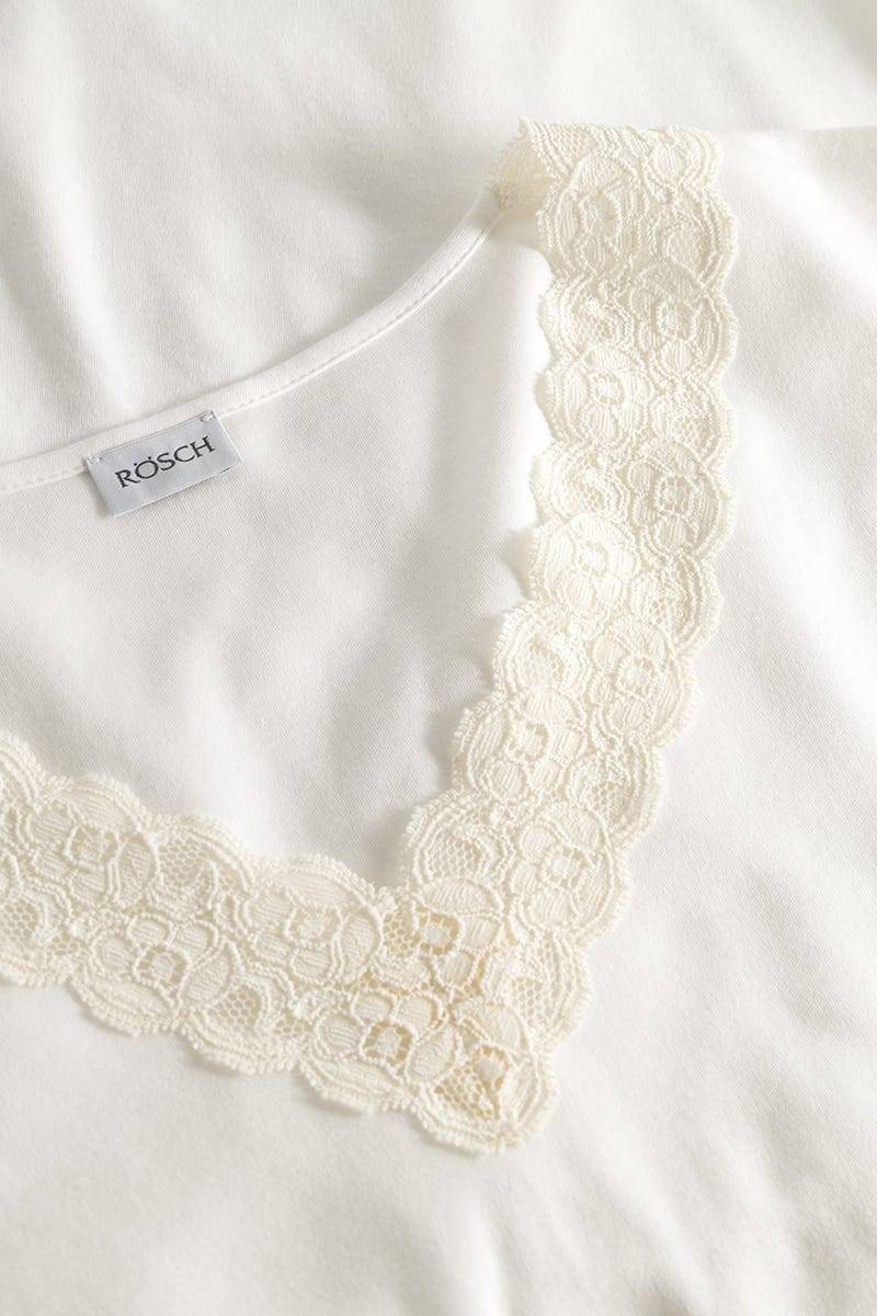 Rösch Pyjama mit Spitzendetails Cremefarben 100% Baumwolle Black Friday