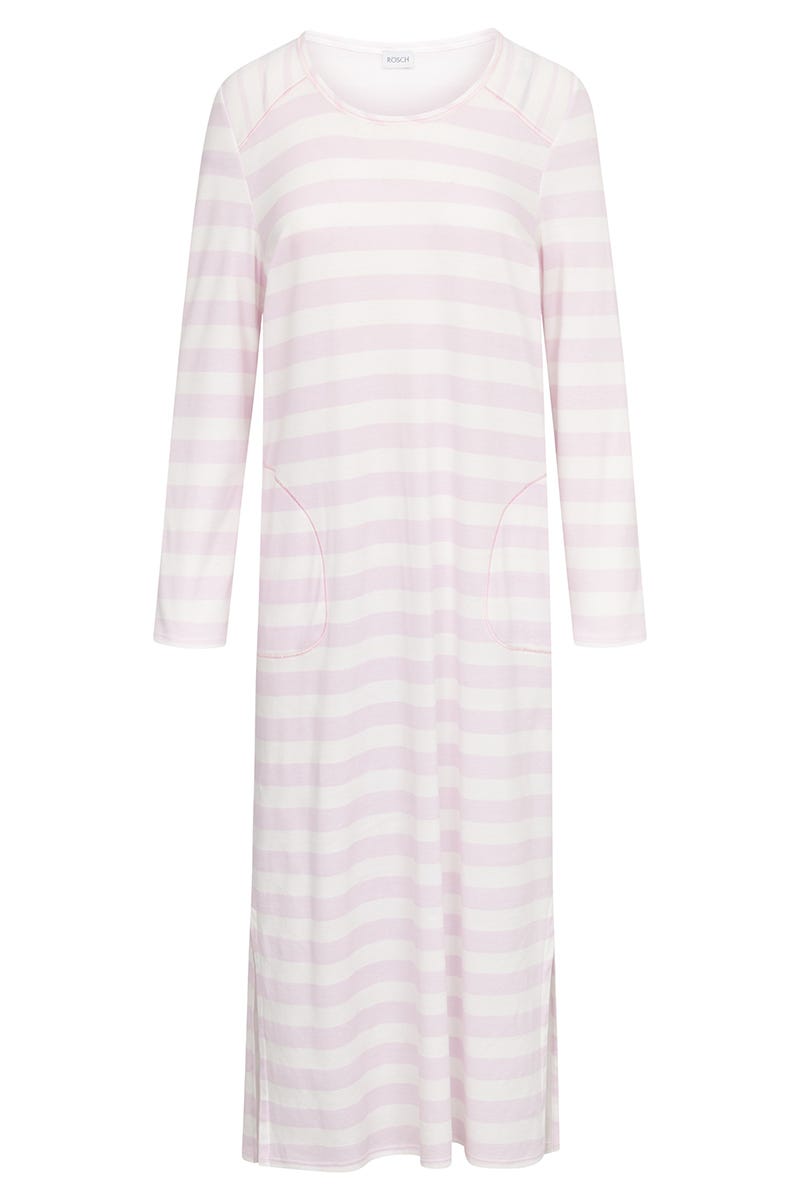 Rösch Nachthemd im Ringeldruck Rosa Maxi-Länge 100% Baumwolle Online Outlet
