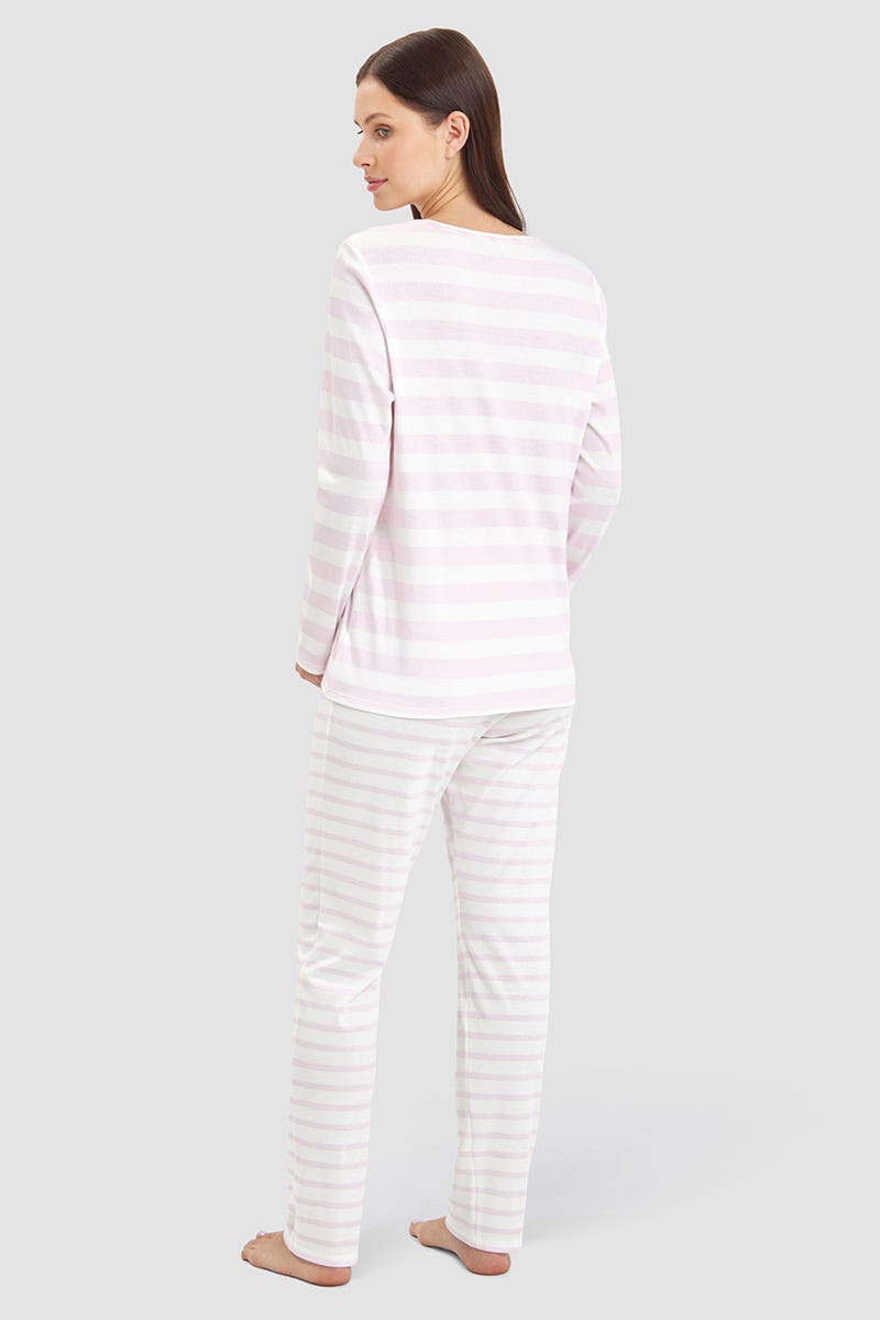 Rösch Pyjama im Ringeldruck Rosa 100% Baumwolle Zeitlich begrenztes Angebot