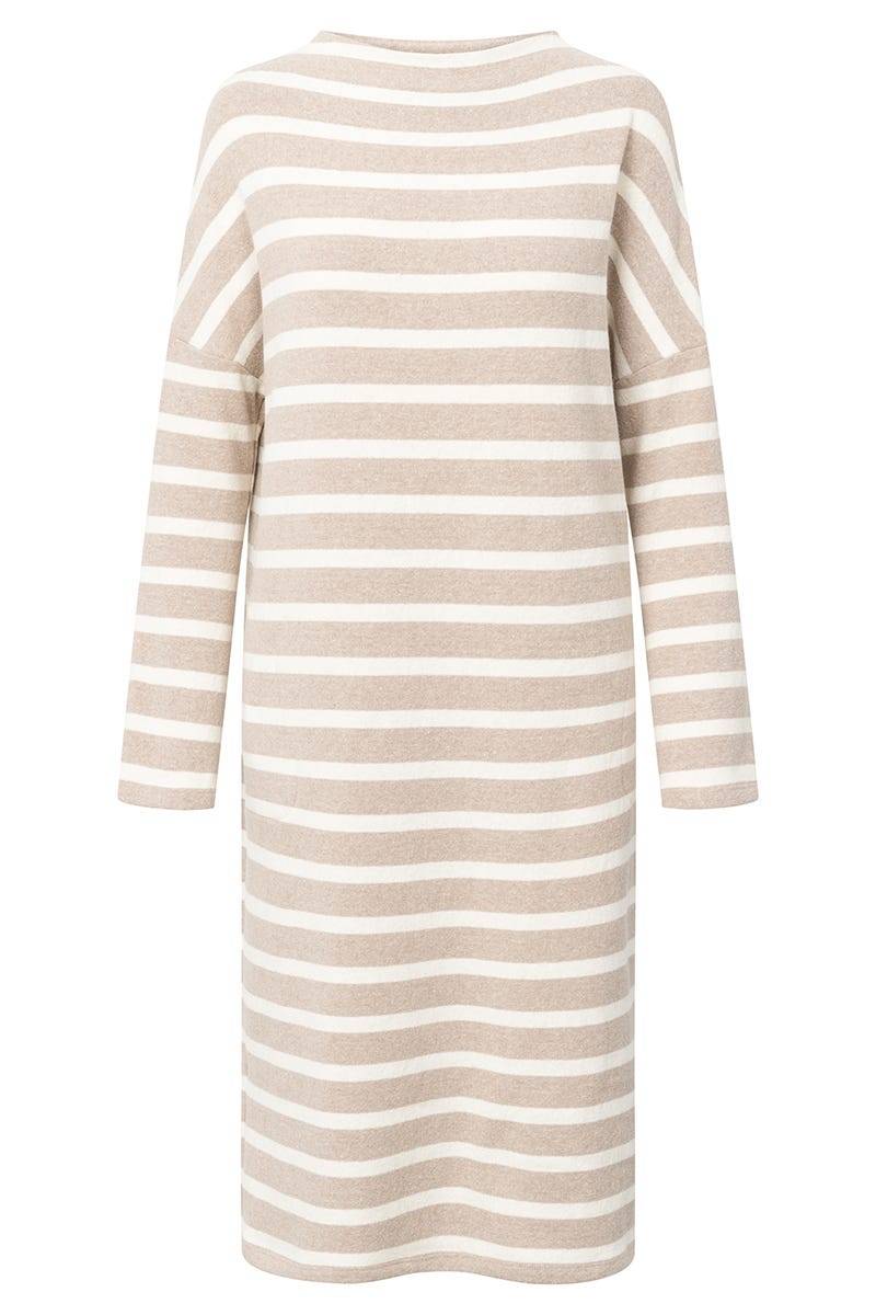 Rösch Hauskleid im Ringeldruck Hellbraun aus Strickware Exklusive Angebote