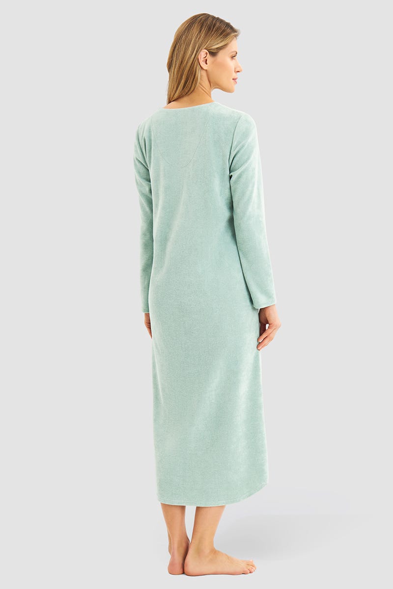 Rösch Hauskleid aus Frottee in Mintgrün Maxilänge Baumwolle/Polyester Große Rabatte