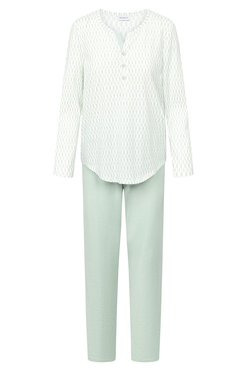 Rösch Pyjama im minimalistischen Grafikdruck Mintgrün 100% Baumwolle Tägliche Deals