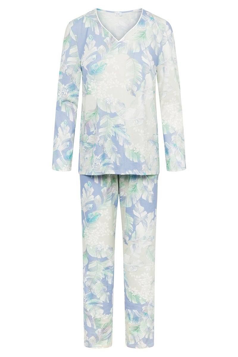 Rösch Pyjama im Federdruck Art-Style Baumwolle/Modal VIP-Rabatte