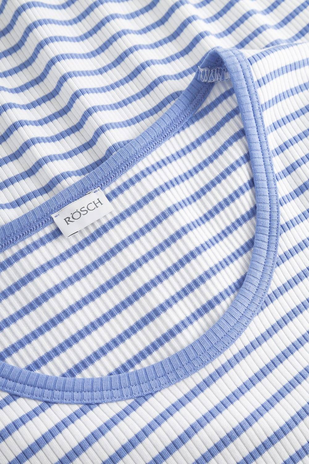 Rösch Pyjama mit Streifendruck Blau-Weiß Feinrippe Clearance-Verkauf