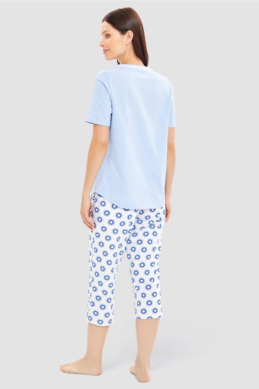 Rösch Pyjama mit Punktedruck Blau-Weiß 100% Baumwolle Begrenzt auf 3 Tage
