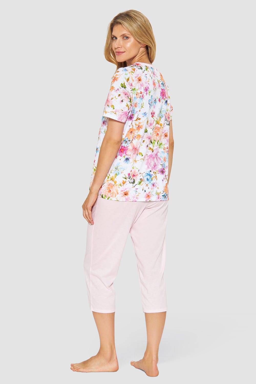 Rösch Pyjama im Blütendruck rosa romantisch 100% Baumwolle Schlussverkauf