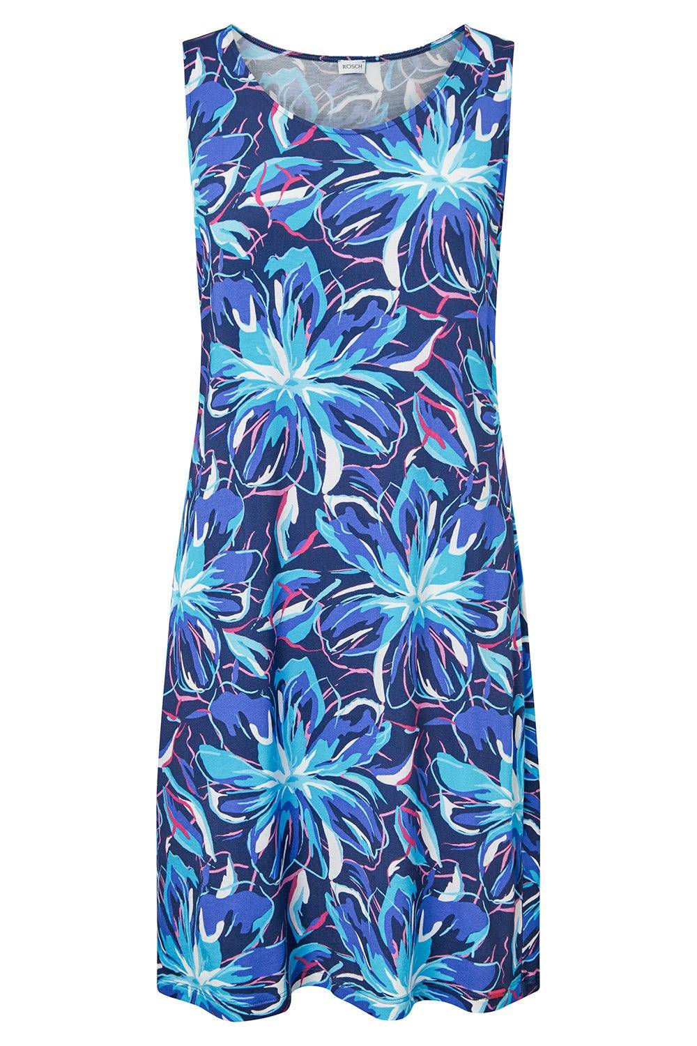 Rösch Strandkleid Ärmellos im Blumendruck Neonfarben Baumwolle/Elasthan Kostenloser Versand