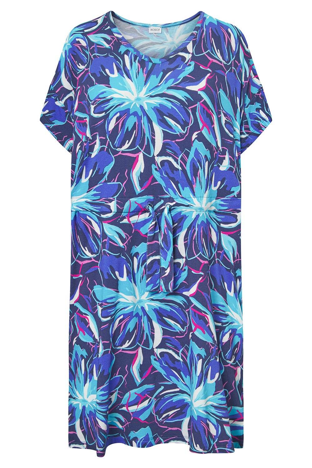 Rösch Strandkleid Kurzarm im Blumendruck Neonfarben zum Binden Baumwolle/Elasthan Limitierter Zeitrabatt