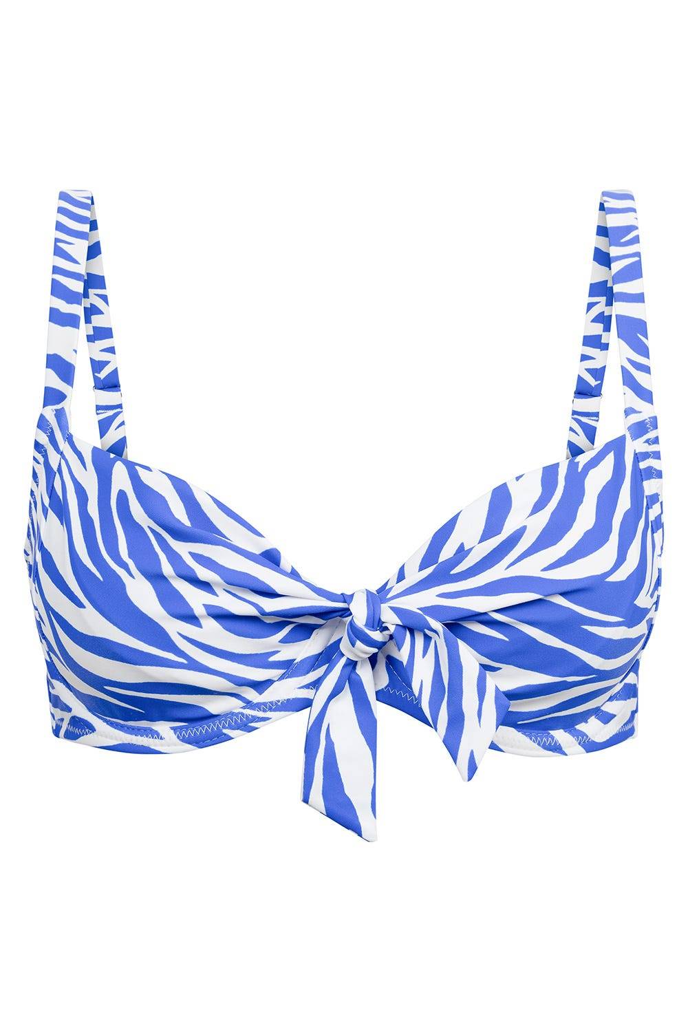 Rösch Bikini-Oberteil im modernen Zebradruck Blau-Weiß Fabrik Onlineshop