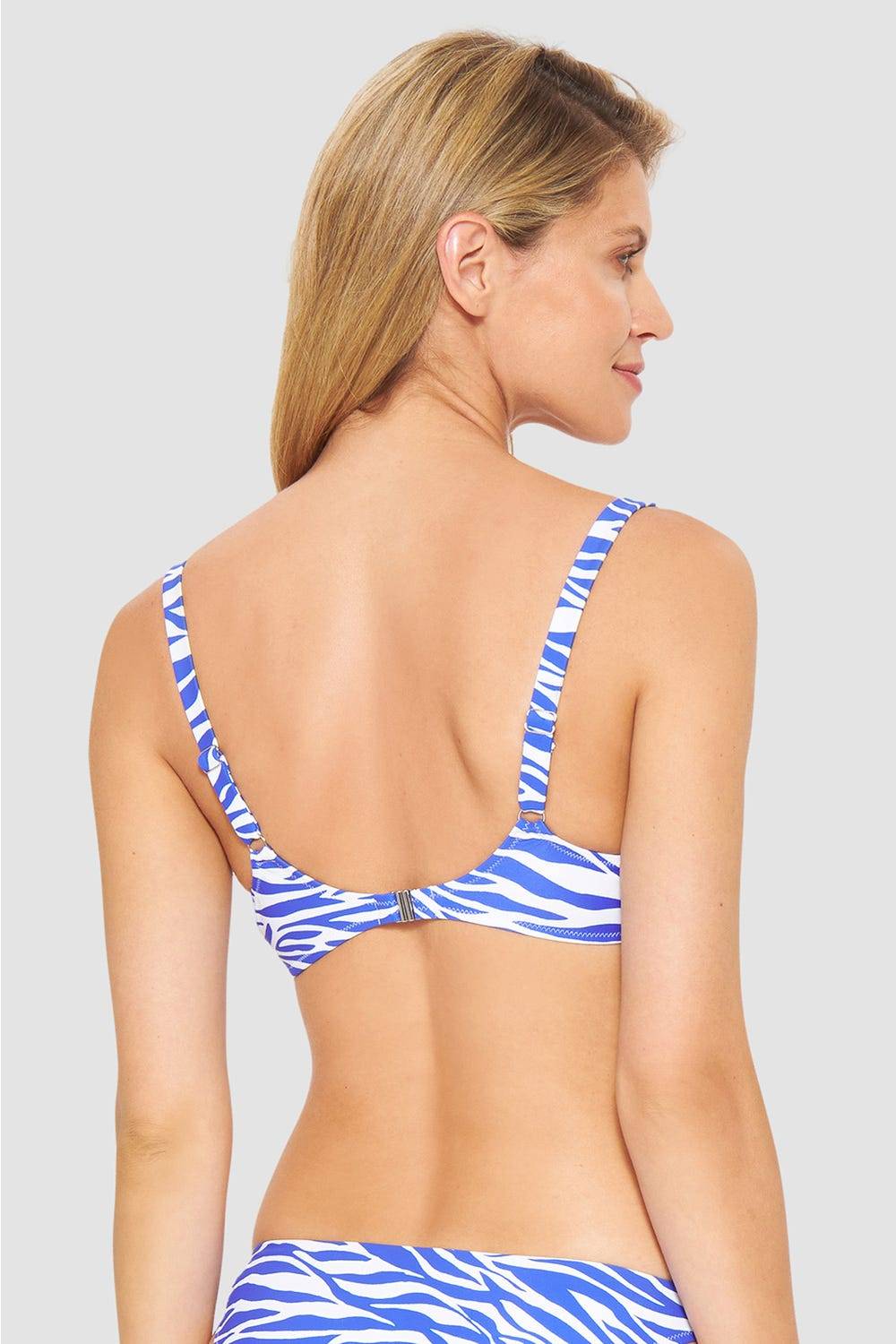 Rösch Bikini-Oberteil im modernen Zebradruck Blau-Weiß Fabrik Onlineshop
