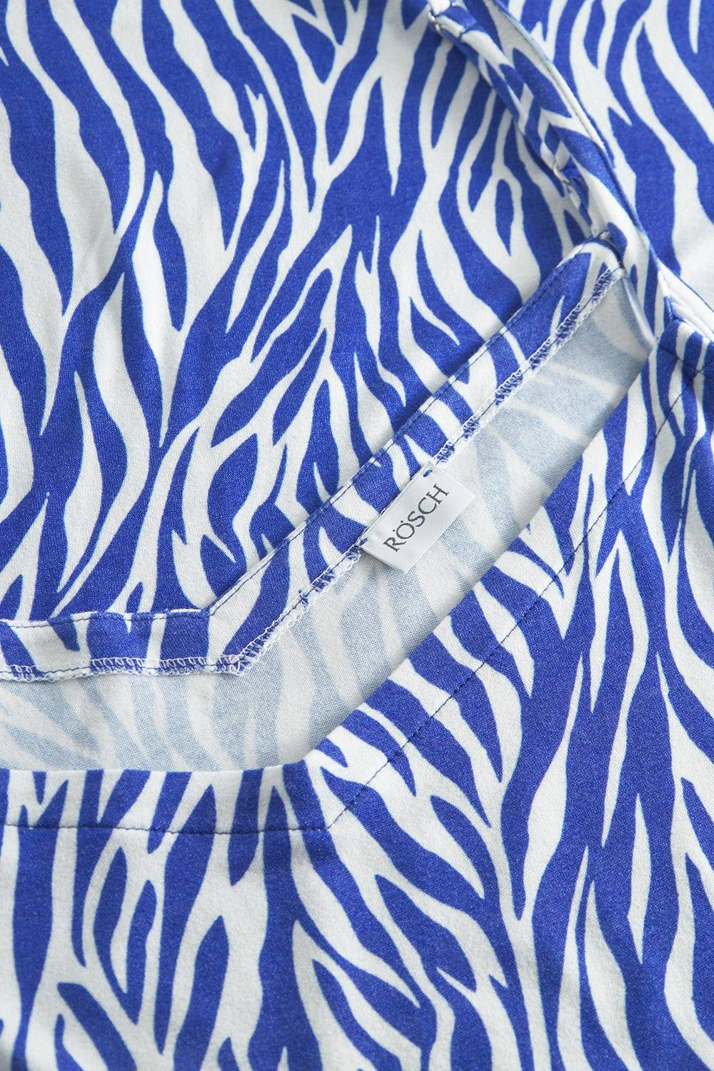 Rösch Strandkleid im modernen Zebradruck Blau-Weiß Spaghetti-Träger Viskose/Elasthan Rabatt