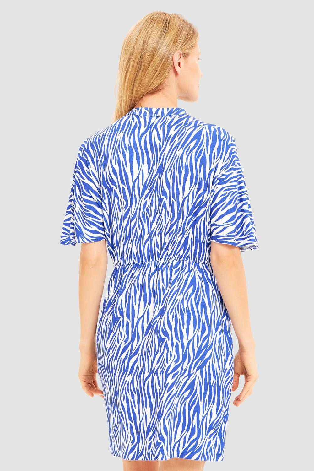 Rösch Strandkleid Kurzarm im modernen Zebradruck Blau-Weiß Viskose/Elasthan Günstig kaufen