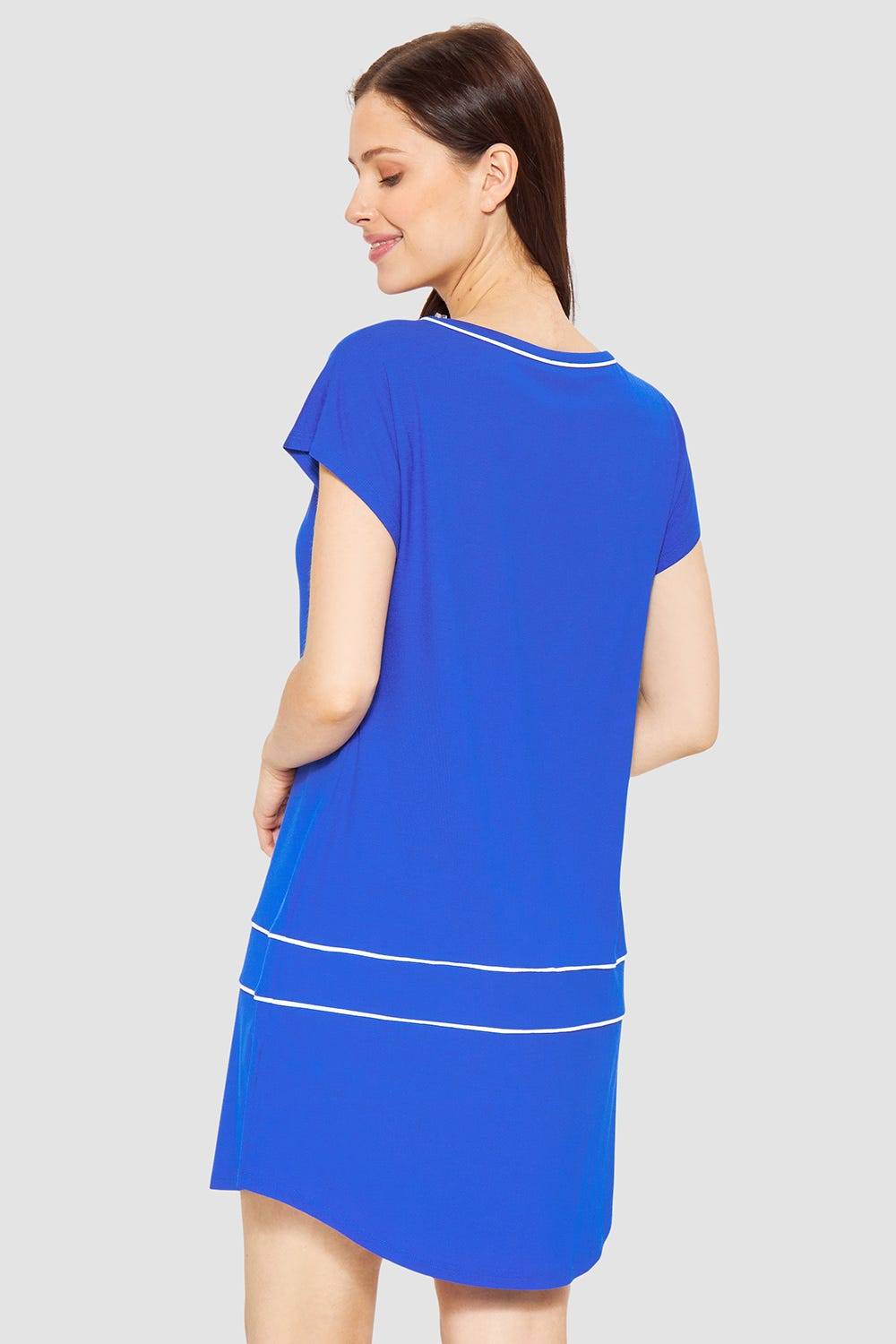 Rösch Strandkleid Kurzarm mit Kontrast-Paspeln Neon-Blau Begrenztes Angebot