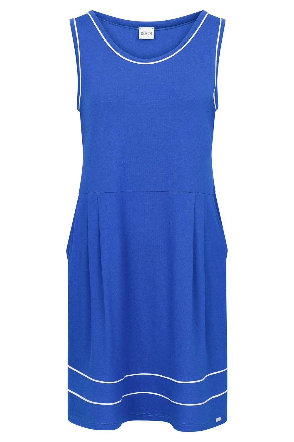 Rösch Strandkleid Ärmellos mit Kontrast-Paspeln Neon-Blau Online Shopping
