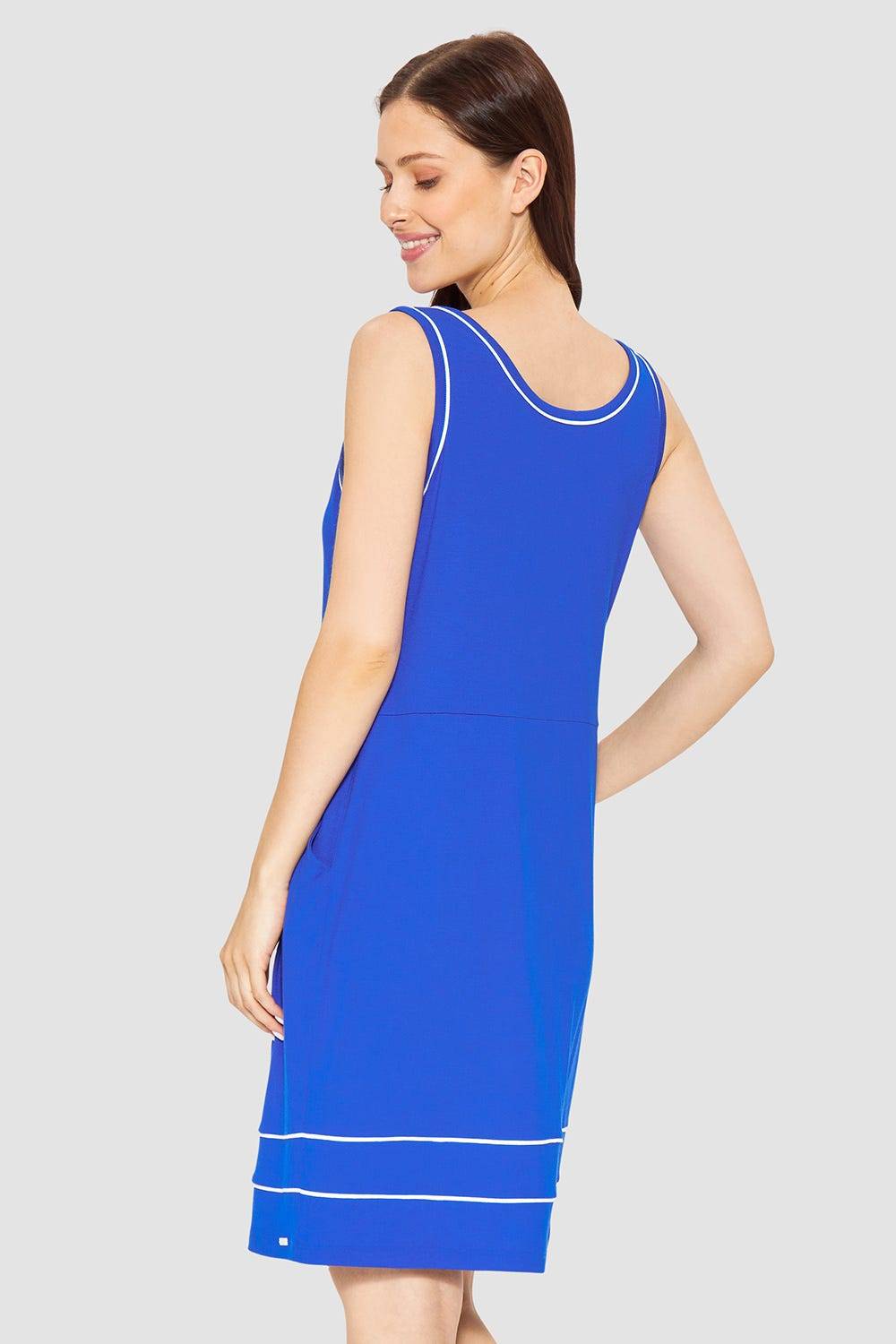 Rösch Strandkleid Ärmellos mit Kontrast-Paspeln Neon-Blau Online Shopping