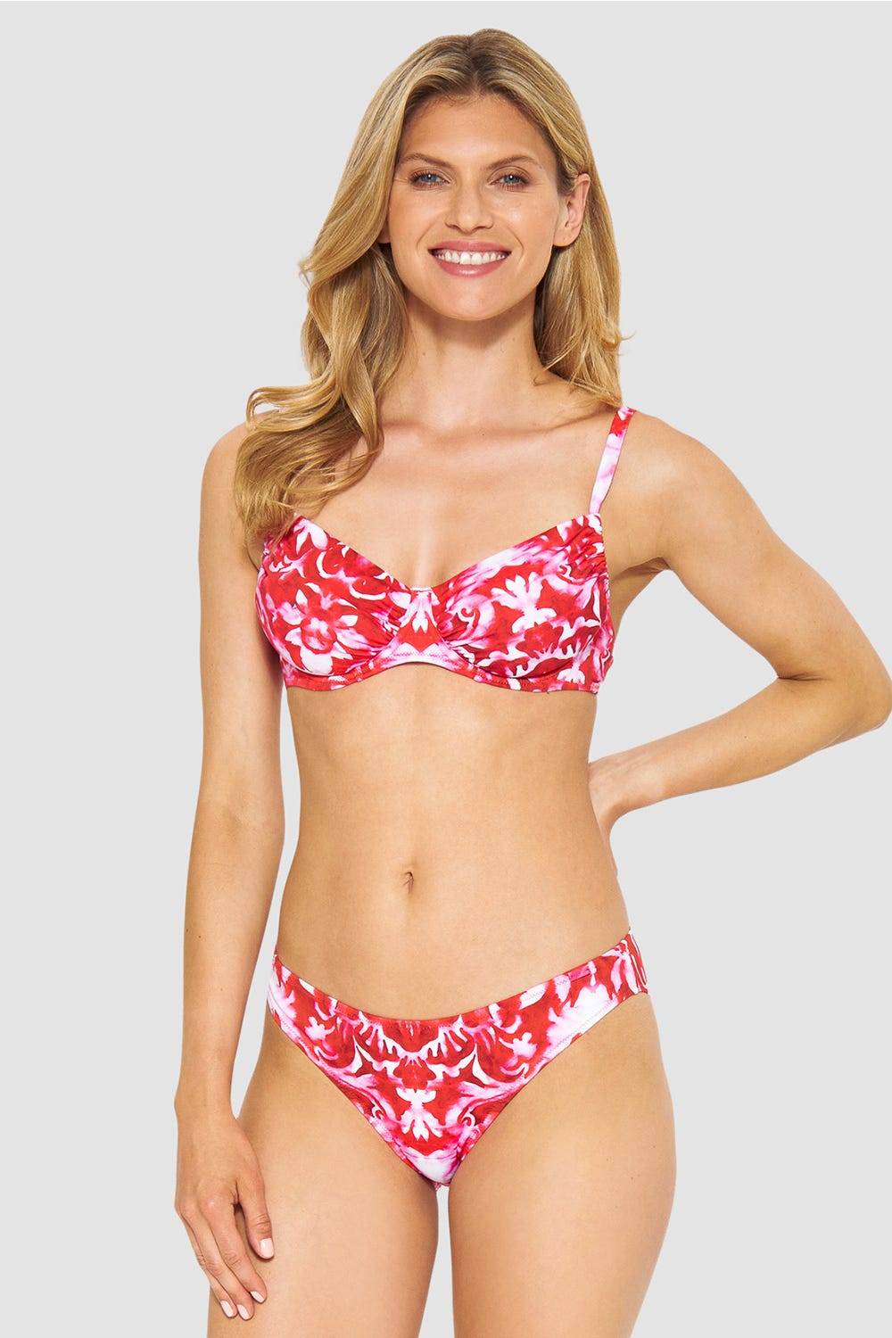 Rösch Bikini-Hose Neckholder im Ornament-Druck Rot-Weiß Saisonschlussverkauf