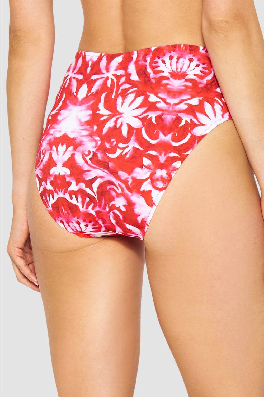 Rösch Bikini-Hose Neckholder im Ornament-Druck Rot-Weiß hoher Taillenausschnitt Black Friday