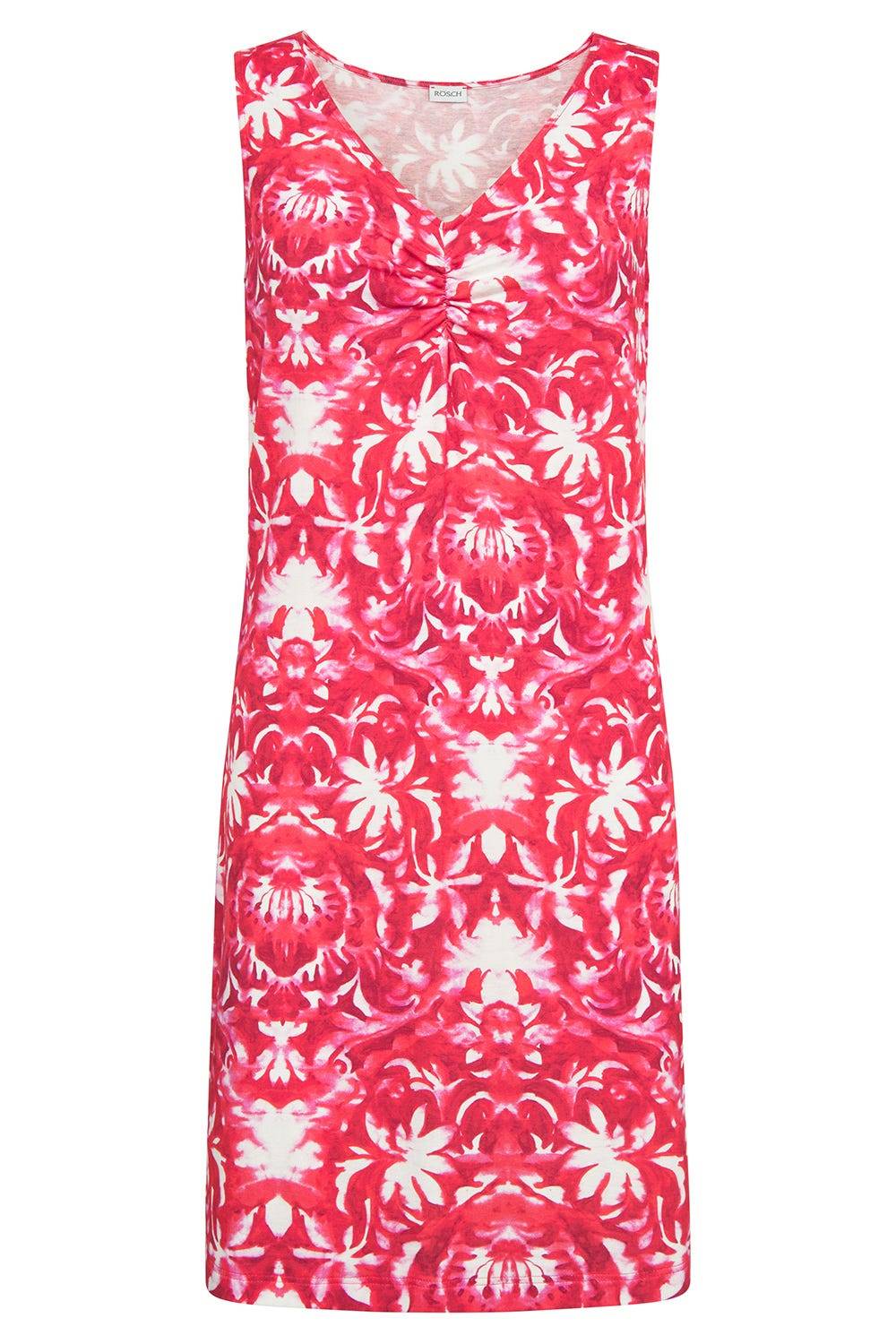 Rösch Strandkleid Ärmellos im Ornament-Druck Rot-Weiß Raffungen Weihnachtsangebot