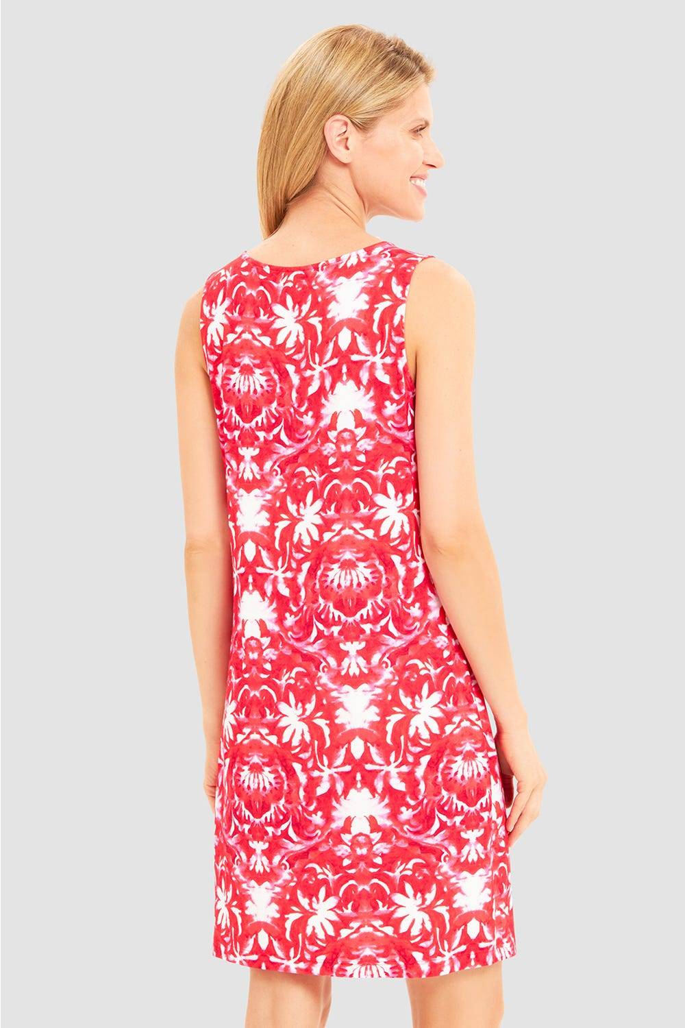 Rösch Strandkleid Ärmellos im Ornament-Druck Rot-Weiß Raffungen Weihnachtsangebot