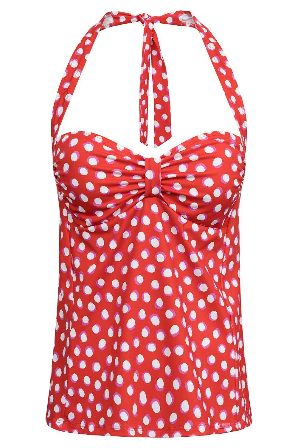 Rösch Tankini-Oberteil Neckholder im Retro-Tupfendruck Rot-Weiß Valentinstagsangebot