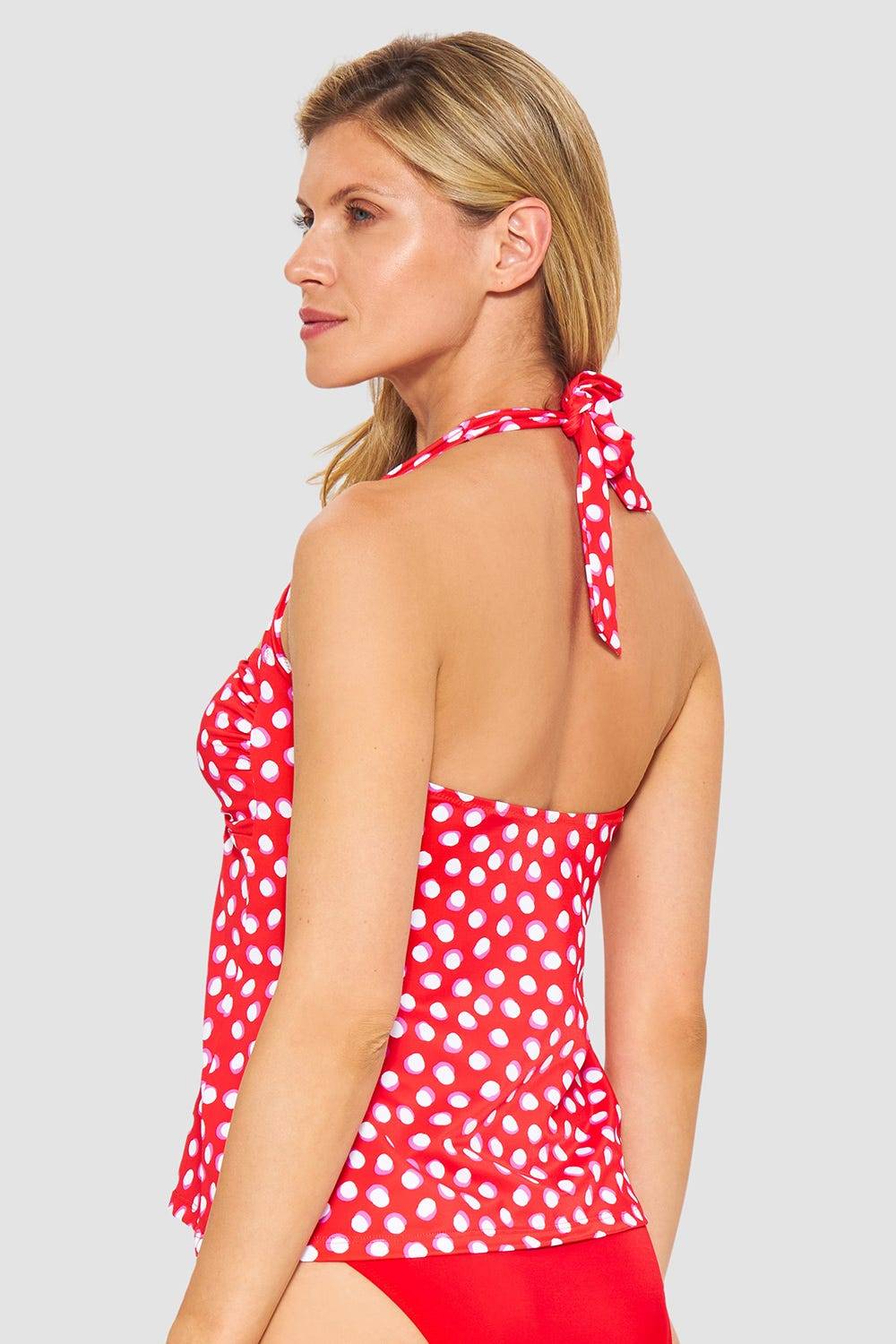 Rösch Tankini-Oberteil Neckholder im Retro-Tupfendruck Rot-Weiß Valentinstagsangebot