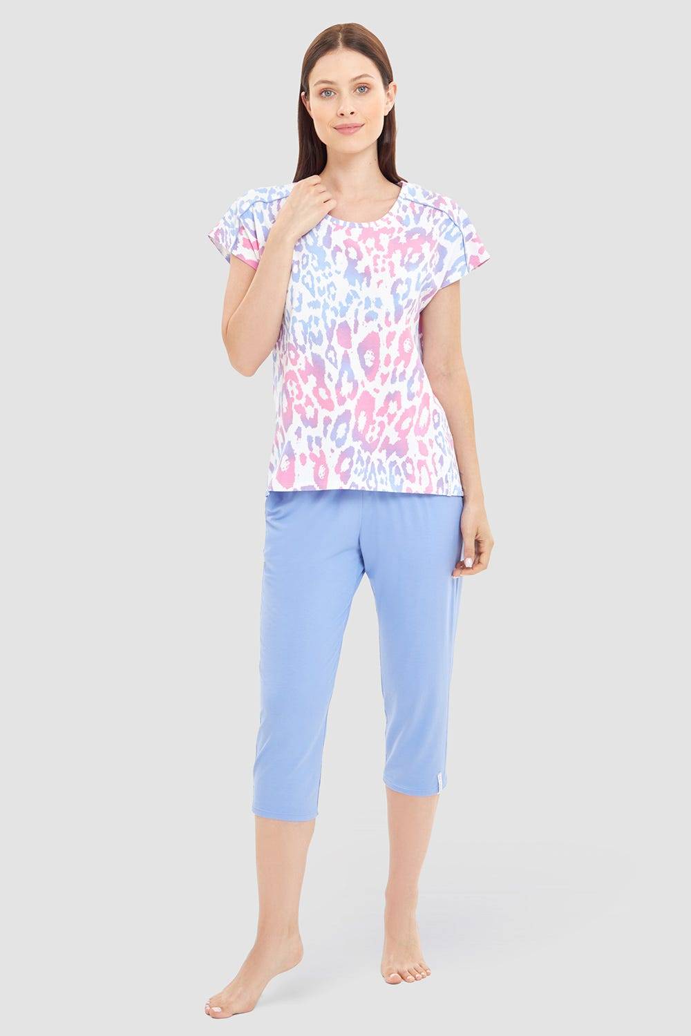 Rösch Pyjamashirt im modernen Leoprint Baumwolle/Elasthan Lagerräumung