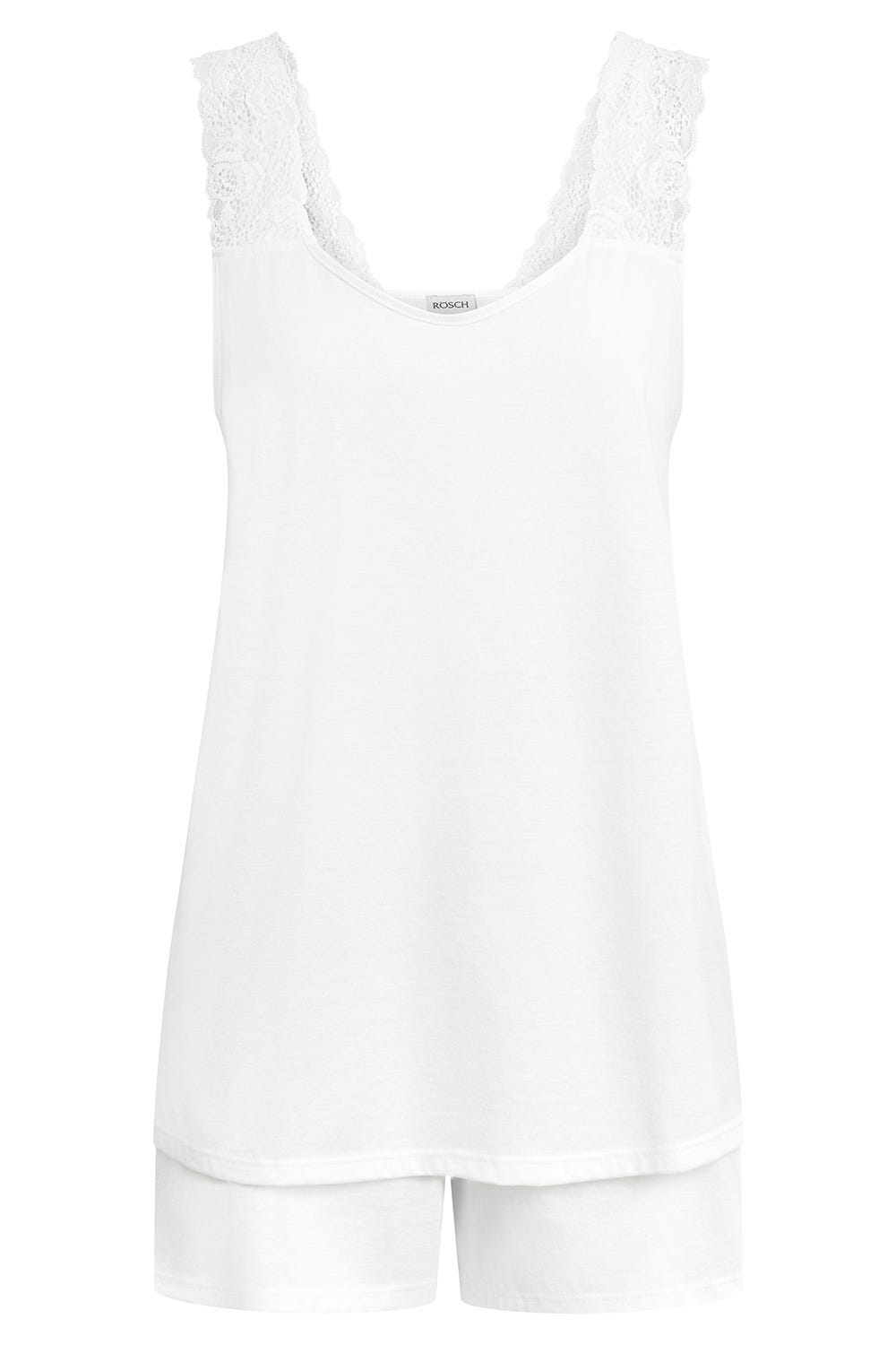 Rösch Pyjama kurz mit Spitzendetail 100% Baumwolle Top Angebot