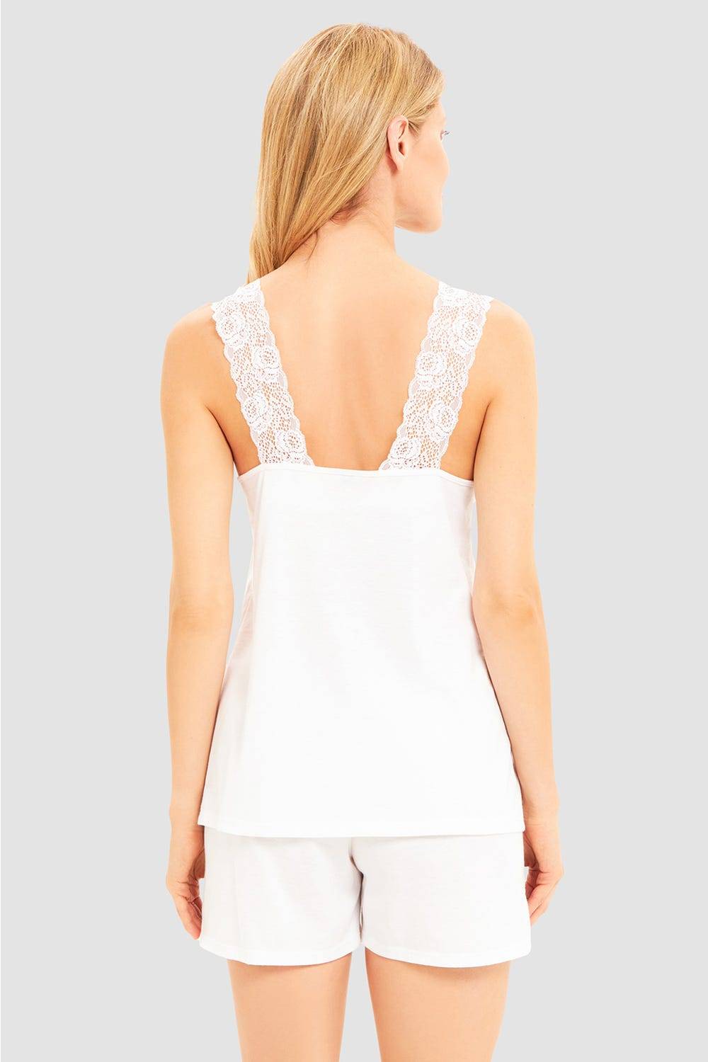 Rösch Pyjama kurz mit Spitzendetail 100% Baumwolle Top Angebot