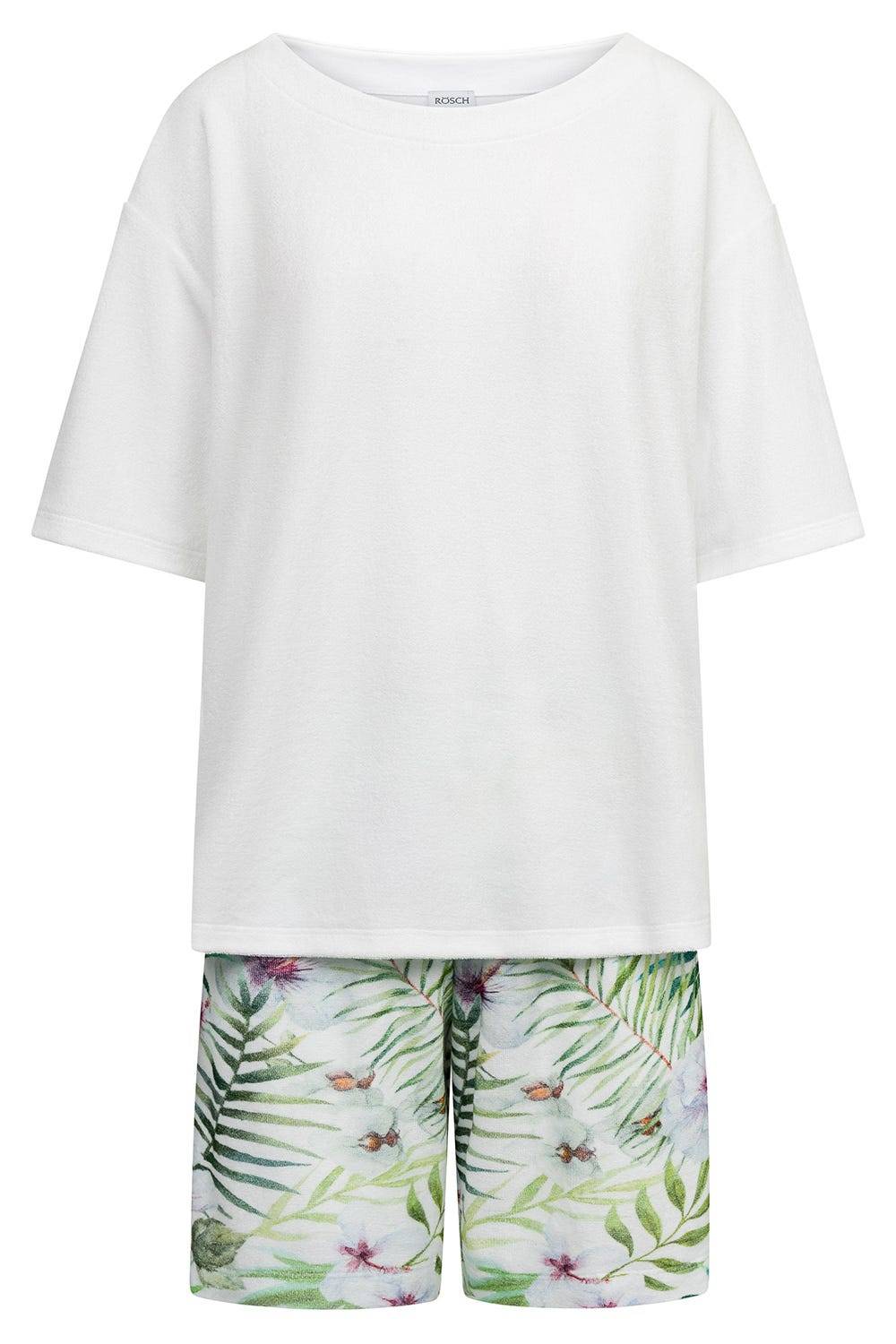 Rösch Pyjama mit exotischem Blumendruck Frottee Baumwolle/Polyester Neuheiten