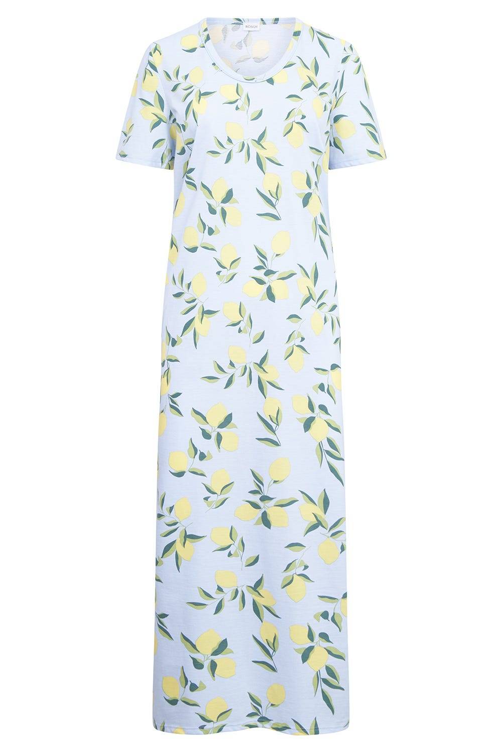 Rösch Nachtkleid im Zitronendruck Maxilänge sommerlich 100% Baumwolle Kostenlose Rückgabe
