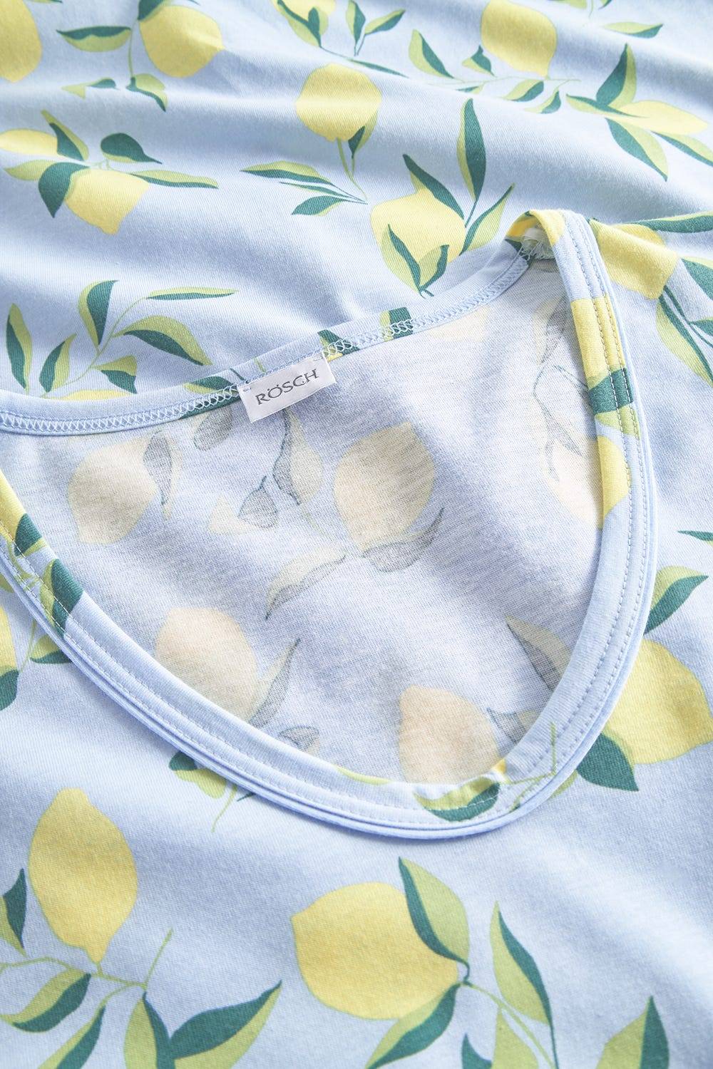 Rösch Nachtkleid im Zitronendruck Maxilänge sommerlich 100% Baumwolle Kostenlose Rückgabe