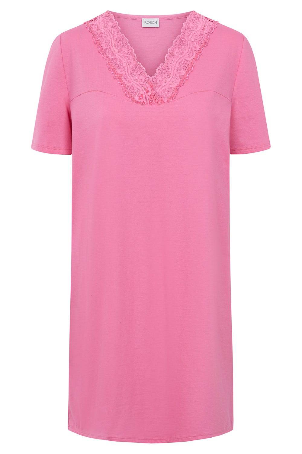 Rösch Nachthemd mit Spitzendetails Pink Baumwolle/Modal Kostenloser Versand international