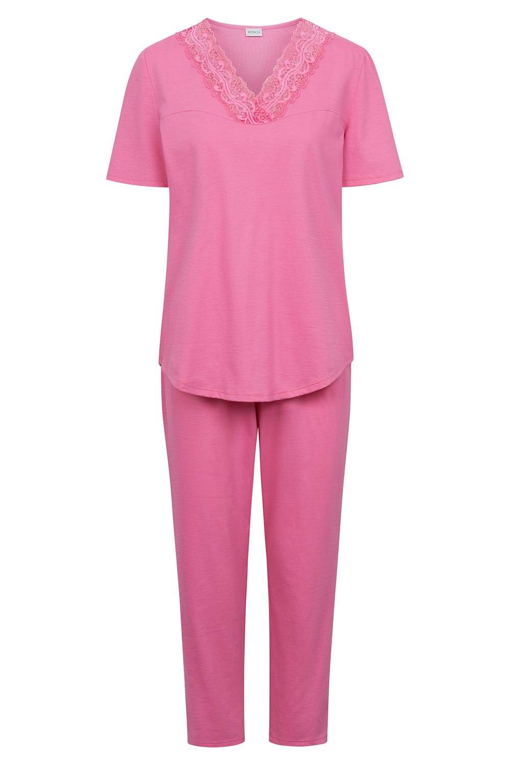 Rösch Pyjama mit Spitzendetails Pink Baumwolle/Modal Fabrikladen