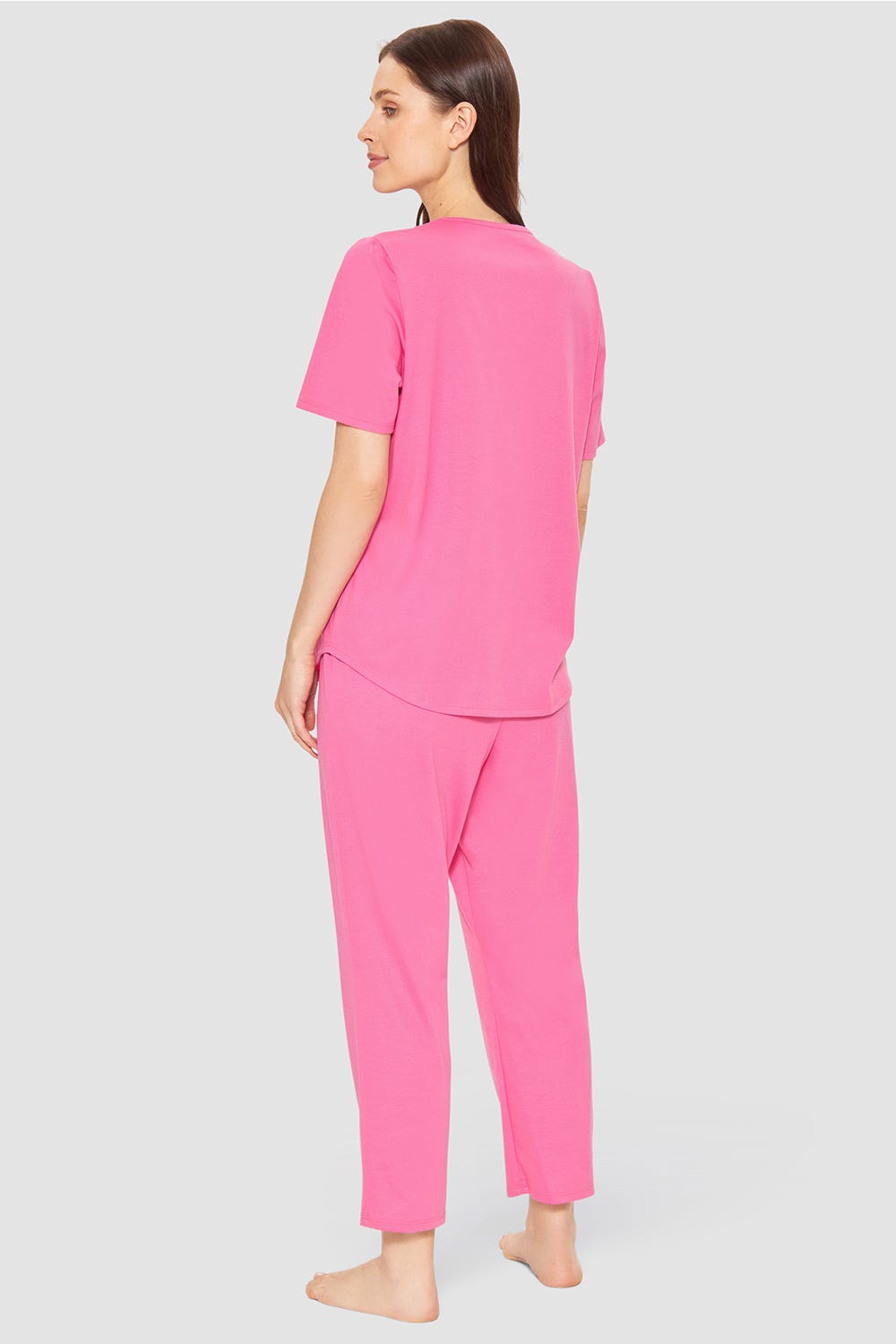Rösch Pyjama mit Spitzendetails Pink Baumwolle/Modal Fabrikladen