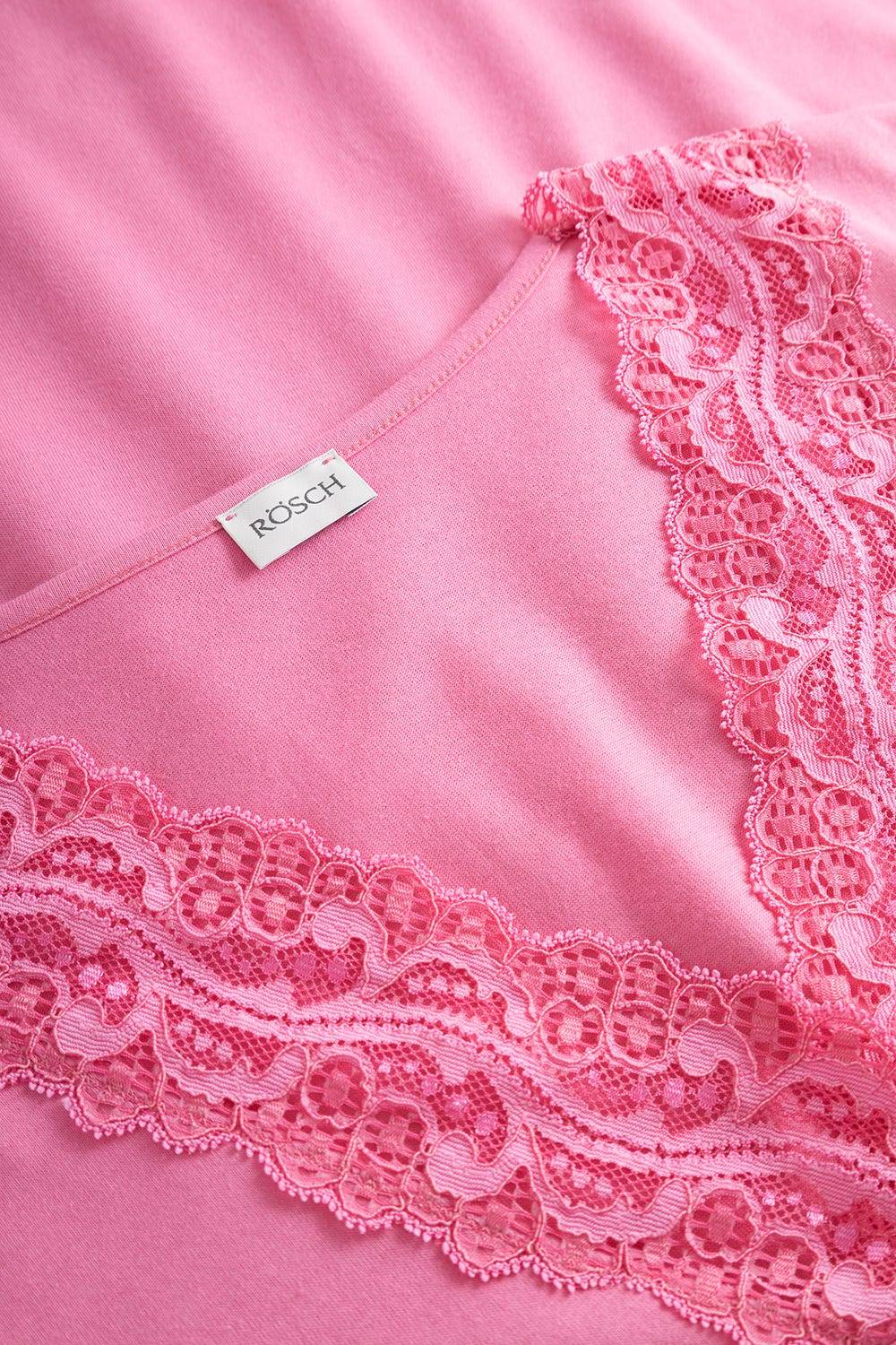 Rösch Pyjama mit Spitzendetails Pink Baumwolle/Modal Fabrikladen