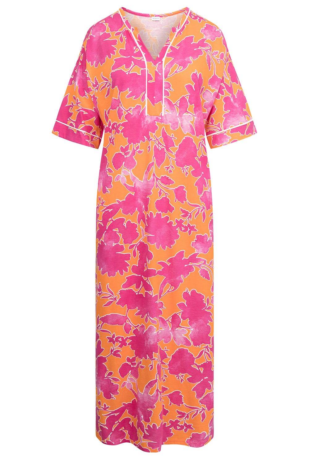 Rösch Nachtkleid im floralen Druck Orange-Pink Tunika-Style Maxi-Länge Baumwolle/Modal Speichern exportieren