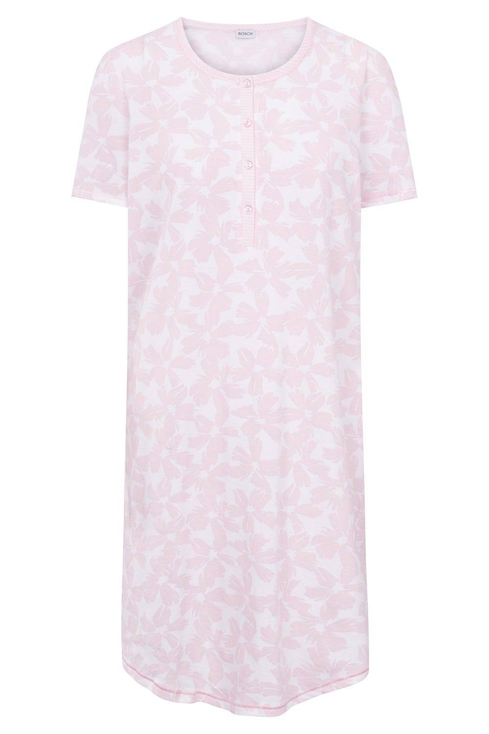 Rösch Nachthemd im Muster-Mix Blumen Streifen Rosa 100% Baumwolle zollfrei