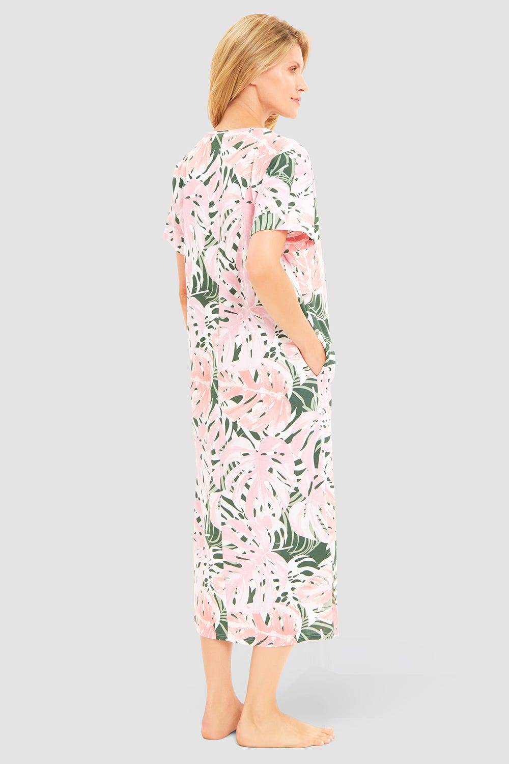 Rösch Nachtkleid im Blätterdruck exotisch Maxi-Länge 100% Baumwolle 2025