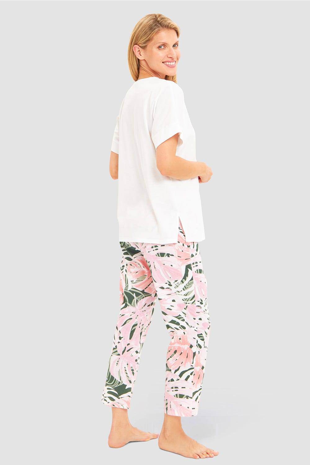 Rösch Pyjama mit Blätterdruck exotisch 100% Baumwolle Online